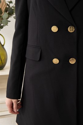 Düğmeli Blazer Ceket Siyah - Moda AlaDüğmeli Blazer Ceket Siyah