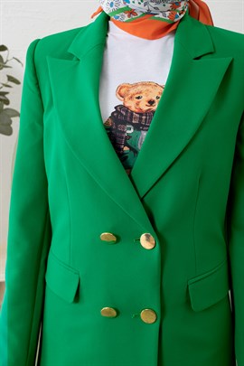 Düğmeli Blazer Ceket Zümrüt Yeşili
