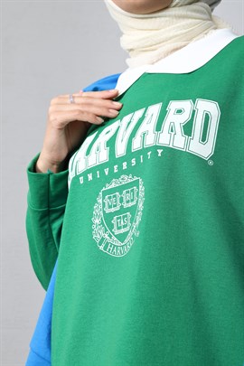 Harvard Baskılı Sweatshırt Yeşil