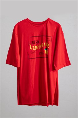 Limon Baskılı T-Shirt Kırmızı