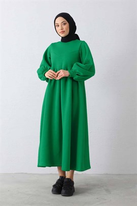 Üç İplik Şardonlu Elbise Zümrüt Yeşili - Moda AlaÜç İplik Şardonlu Elbise Zümrüt Yeşili