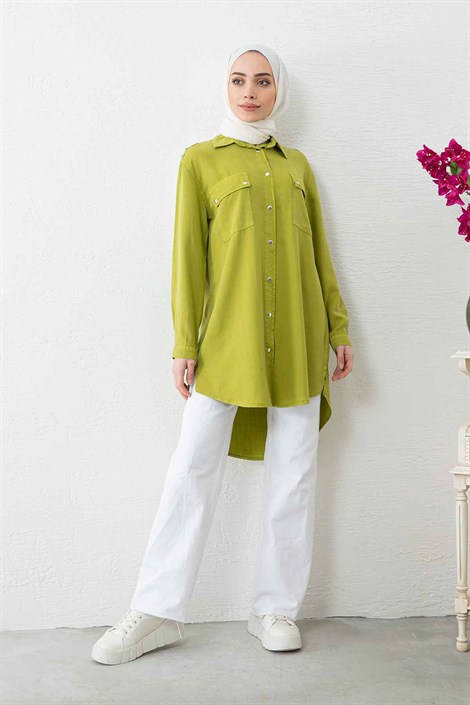 Tesettür Triko Tunik Modelleri ve Fiyatları | Yıldızlı Tansel Tunik Yağ YeşiliYıldızlı Tansel Tunik Yağ Yeşili